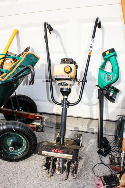 Ryobi Model 410R Garden/Yard Cultivator, Wheelbarrow and Yard Tool Lot