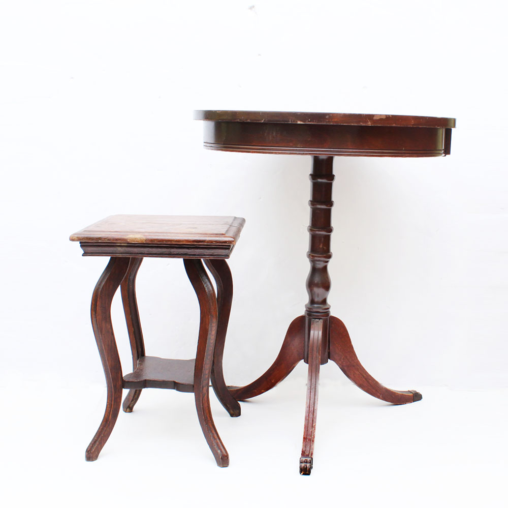 Two Wood Vintage Accent Tables