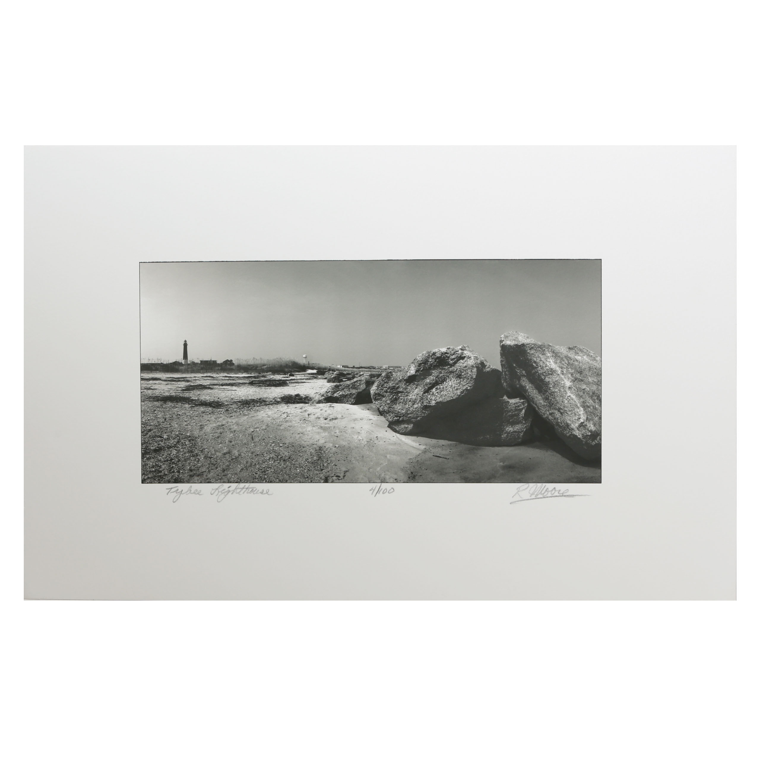 Roger Moore Giclee Quad Black Print Titled "Tybee Lighthouse"