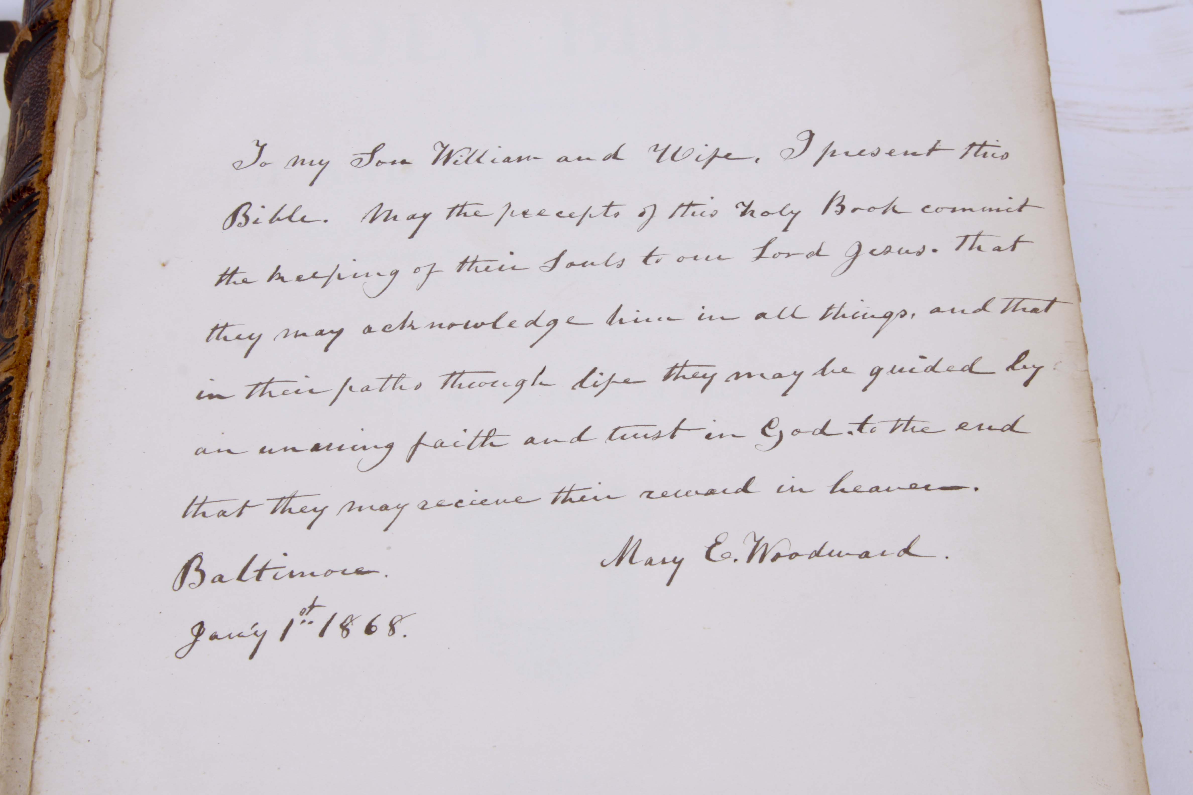 Vintage 1865  Leather Bound Holy Bible