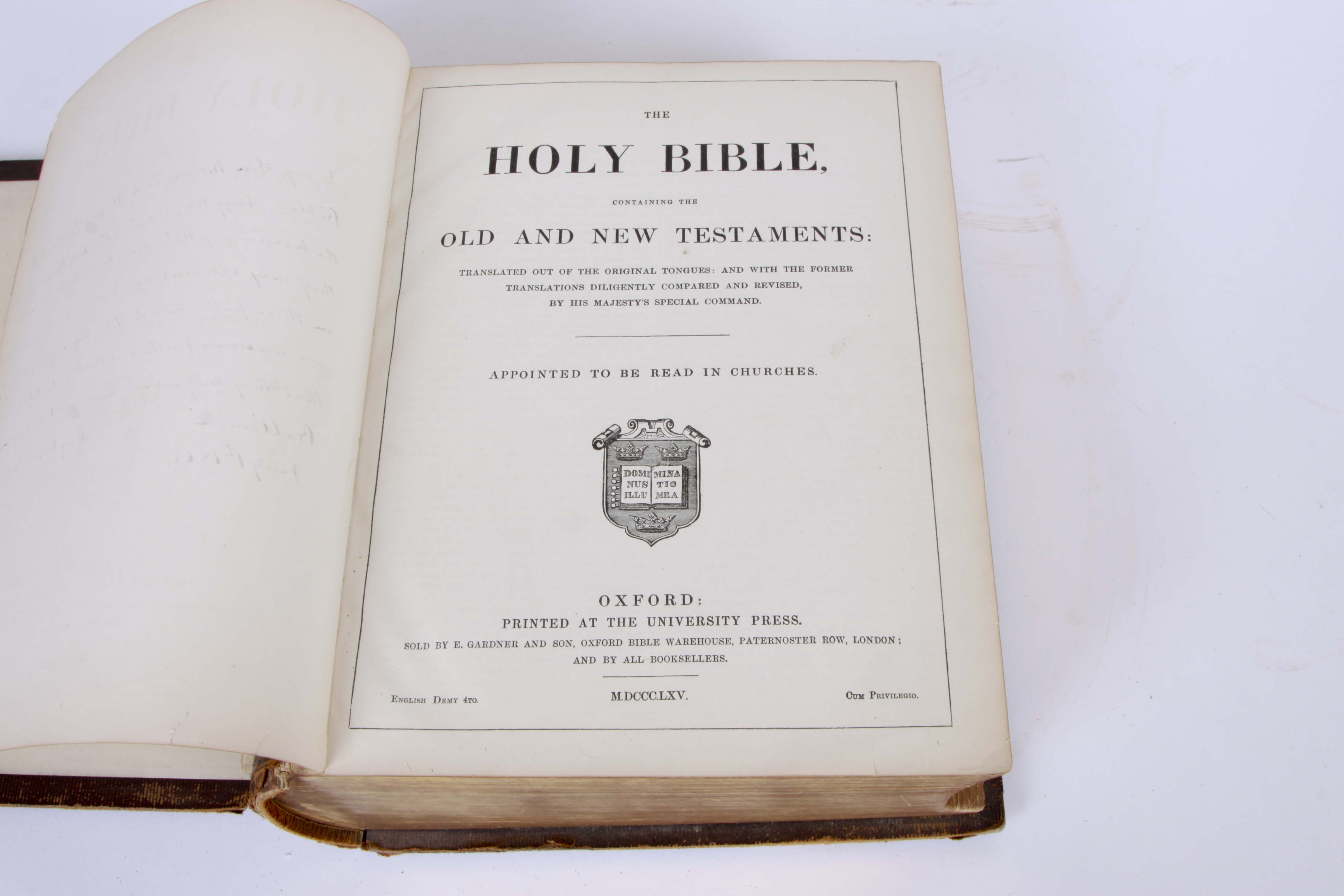 Vintage 1865  Leather Bound Holy Bible