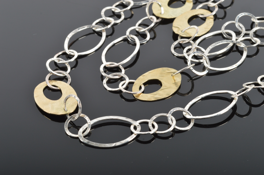 Reeb Sterling Silver Multi-Strand Link Necklace and Bracelet