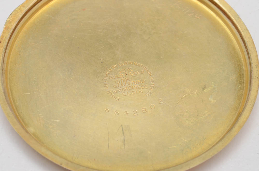 Vintage Elgin 10K Gold Filled Open Face Pocket Watch