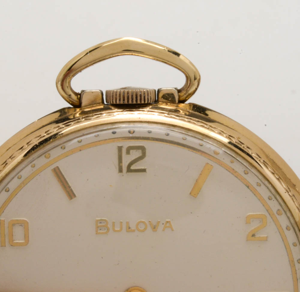 Vintage 10K Rolled Gold Plate Bulova Pocket Watch