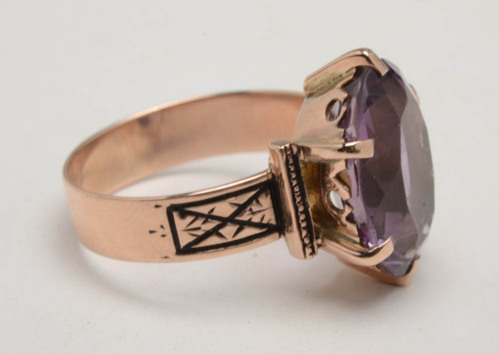 Antique Victorian 8K Rose Gold Amethyst Ring