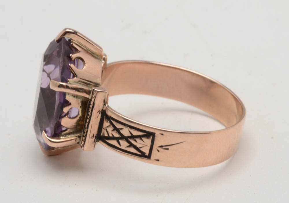 Antique Victorian 8K Rose Gold Amethyst Ring