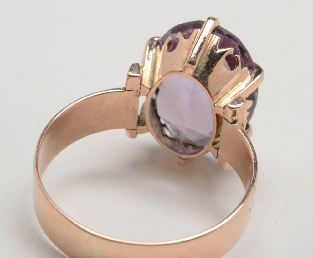 Antique Victorian 8K Rose Gold Amethyst Ring