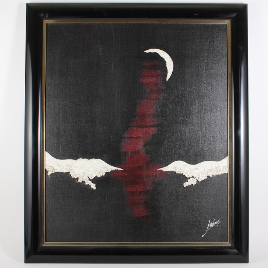 Ashton III Oil on Canvas with Crescent Moon