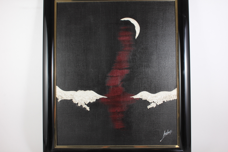 Ashton III Oil on Canvas with Crescent Moon