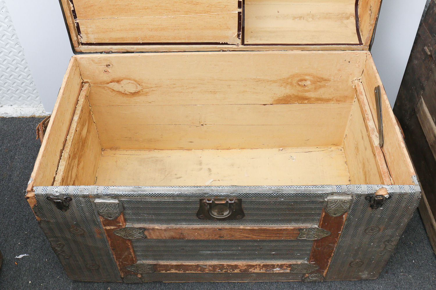 Antique Metal and Wood Trunk