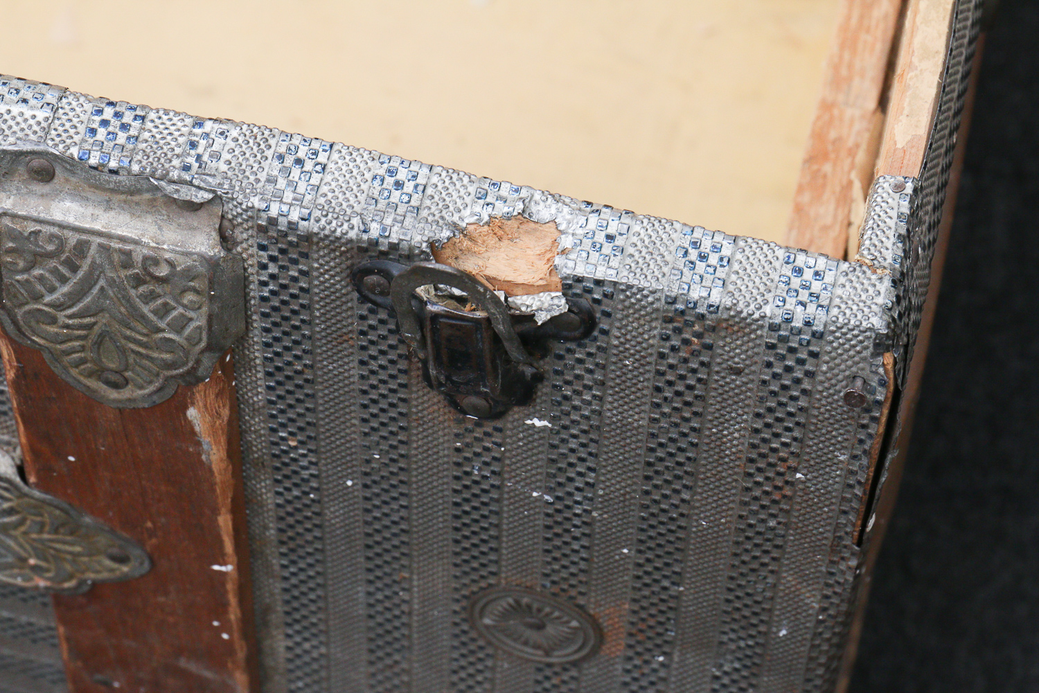 Antique Metal and Wood Trunk