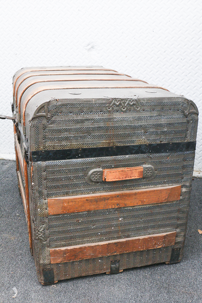 Antique Metal and Wood Trunk