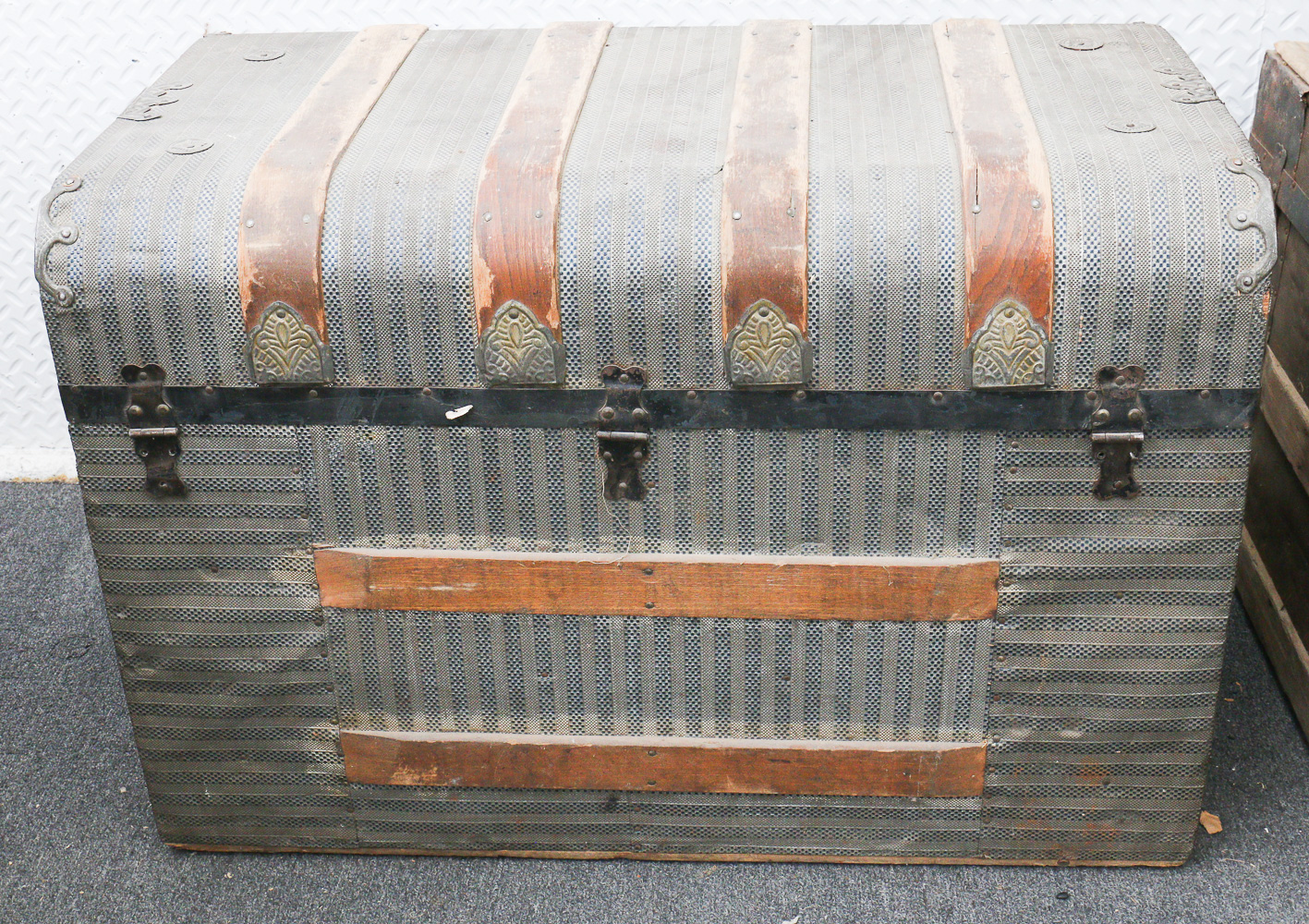 Antique Metal and Wood Trunk