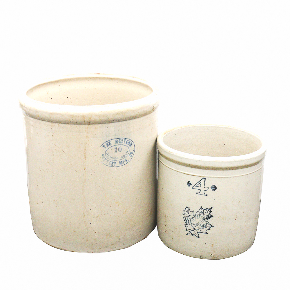 Pair of Western Pottery Stoneware Crocks