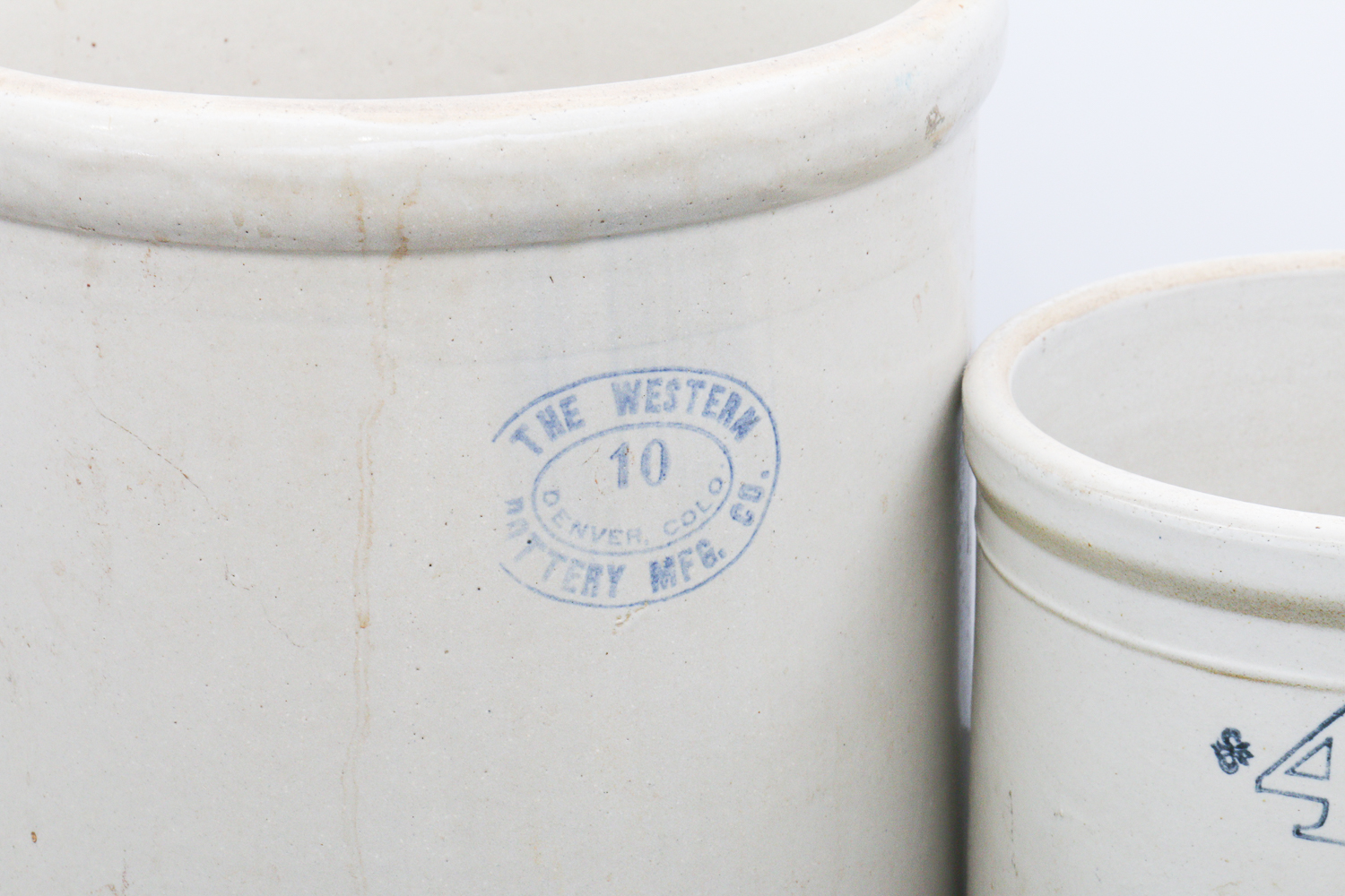 Pair of Western Pottery Stoneware Crocks