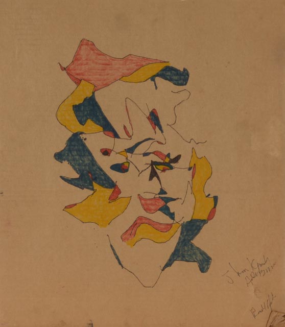 Two Ronald English Original Cubist Portrait Drawings