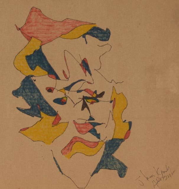 Two Ronald English Original Cubist Portrait Drawings