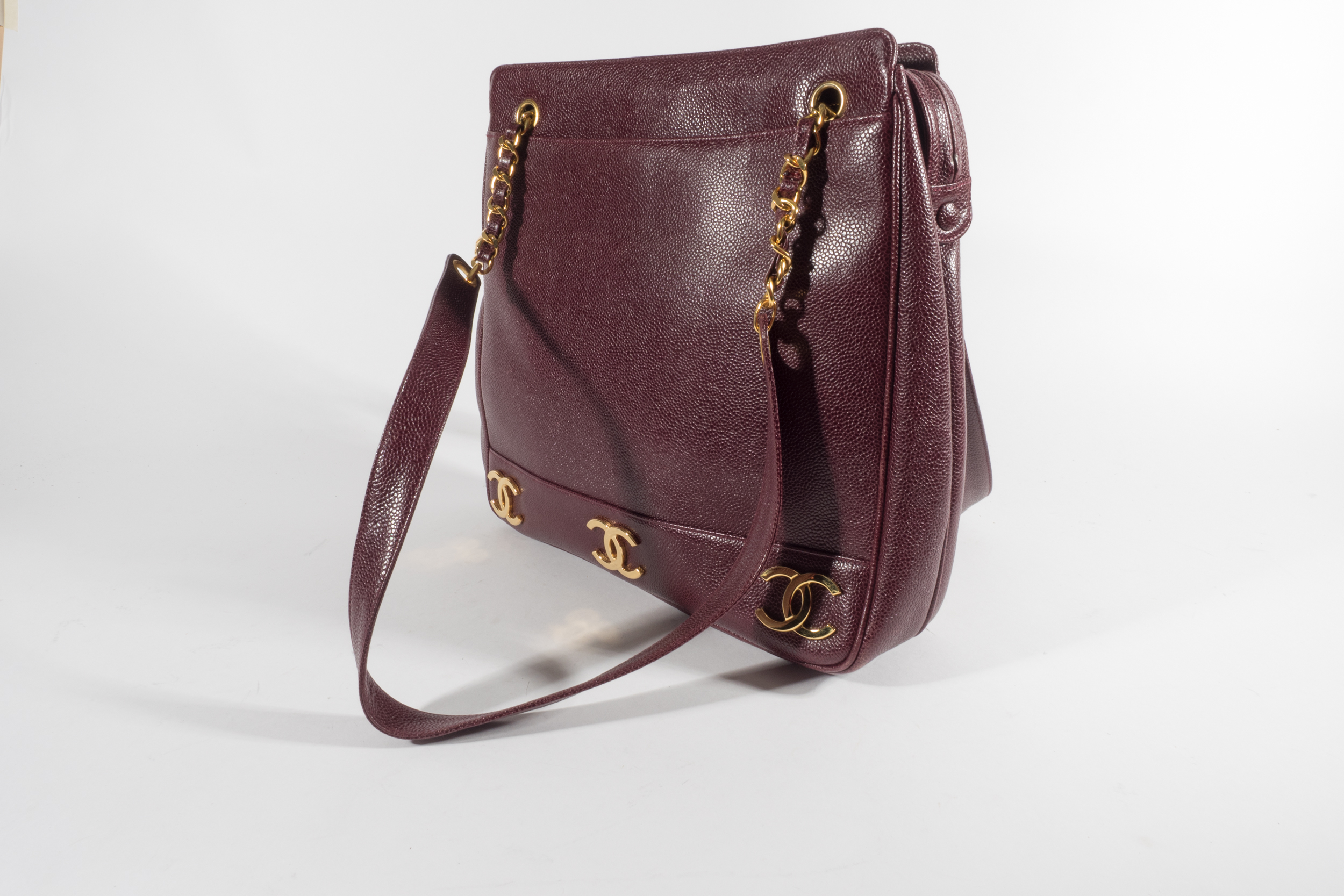 Chanel Burgundy Leather Handbag