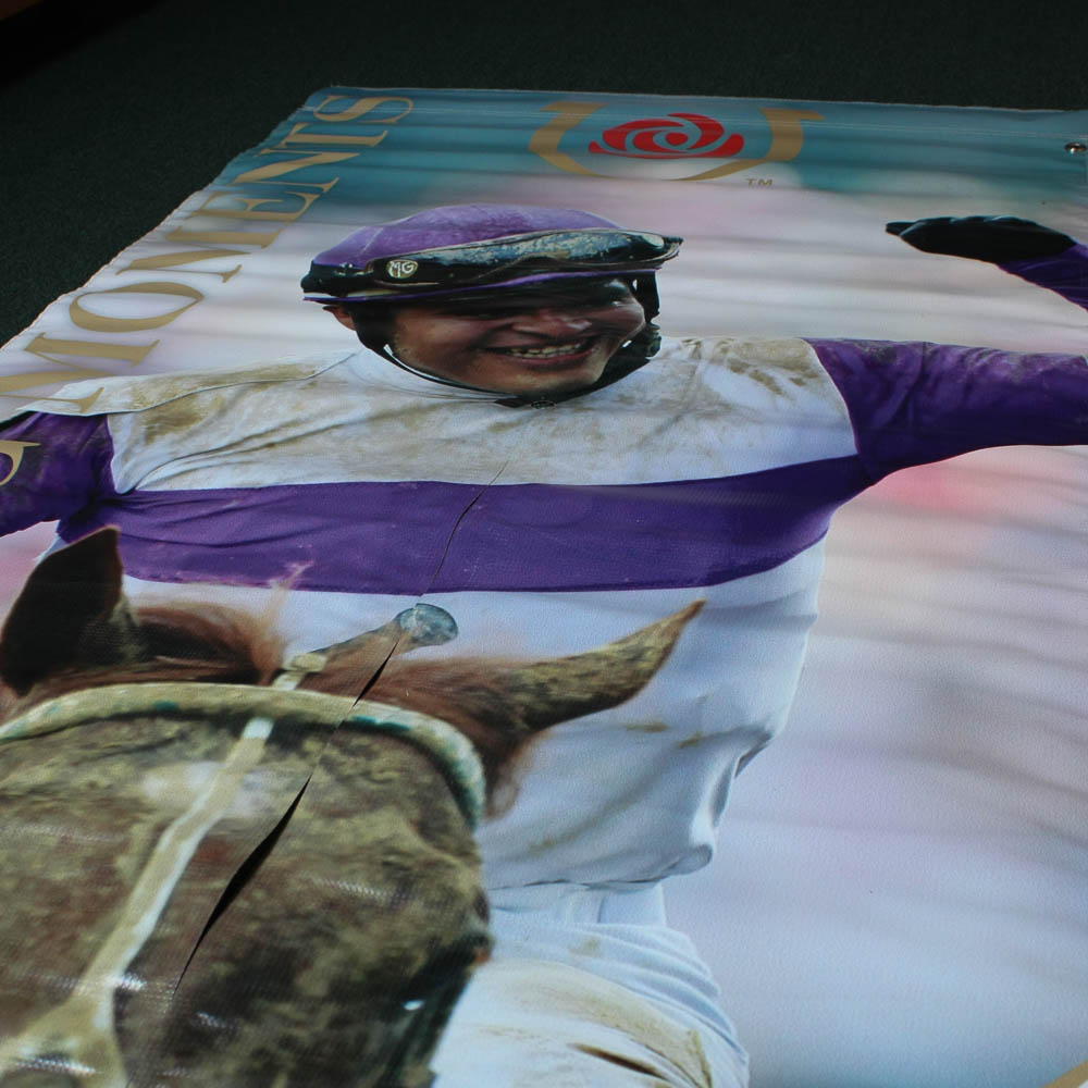 Official "Winning Moments" Derby Banner From Churchill Downs Featuring Mario Gutierrez on I'll Have Another