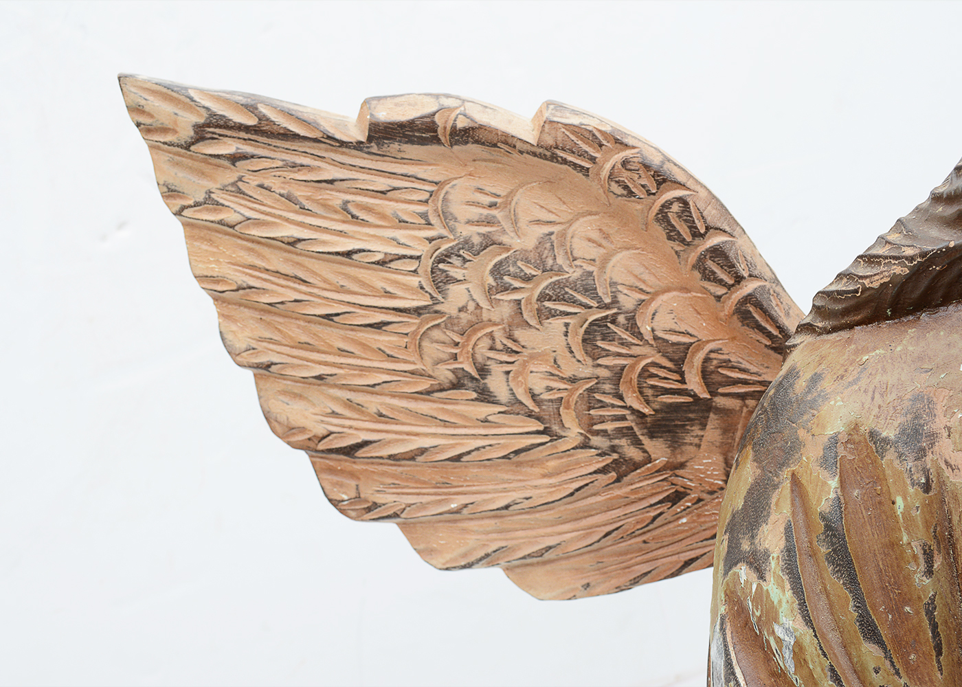 Folk Art Carved Wooden Angel Statue