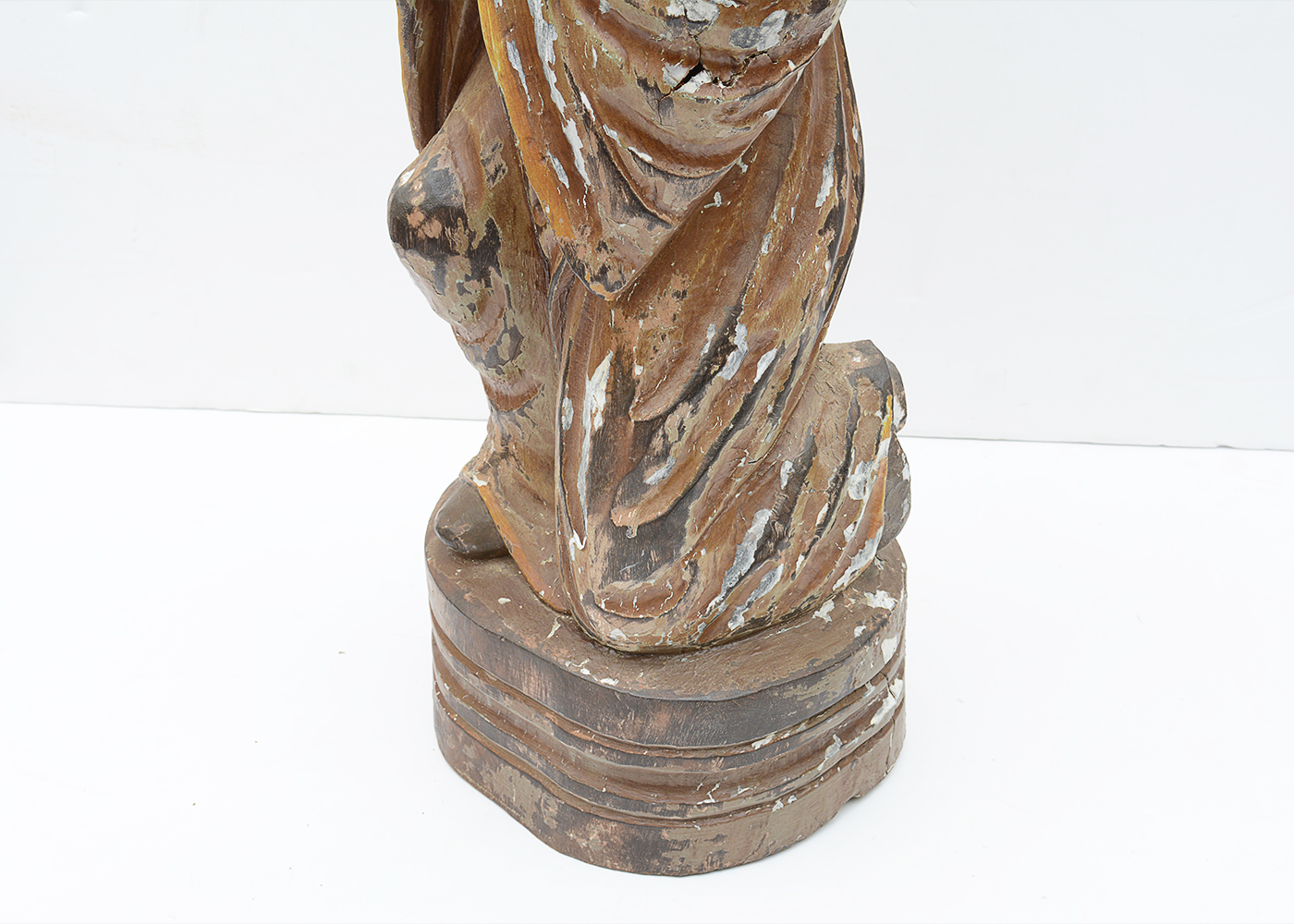 Folk Art Carved Wooden Angel Statue