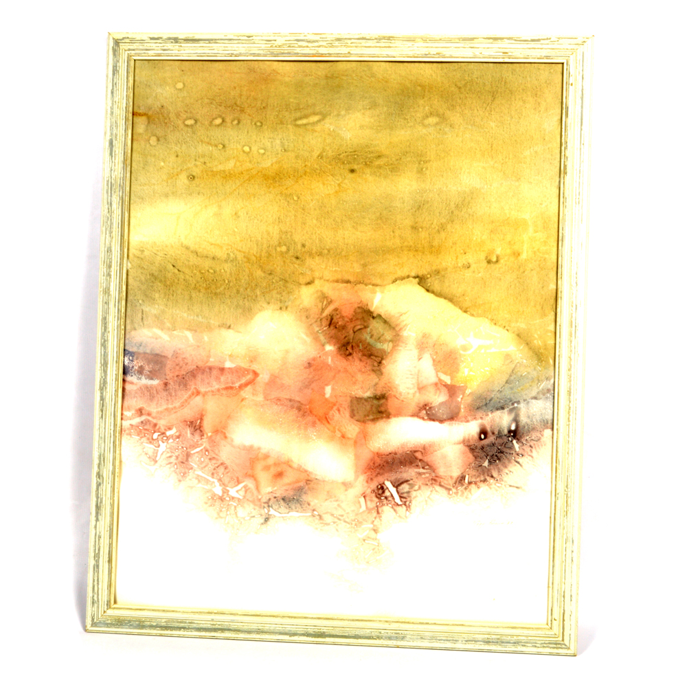 Peggy Brown Indiana Artist Signed Original Non-Objective Watercolor Painting