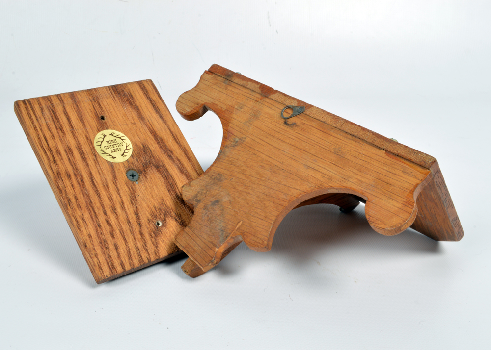 Vintage Wooden Wall Shelf and Antler Hook