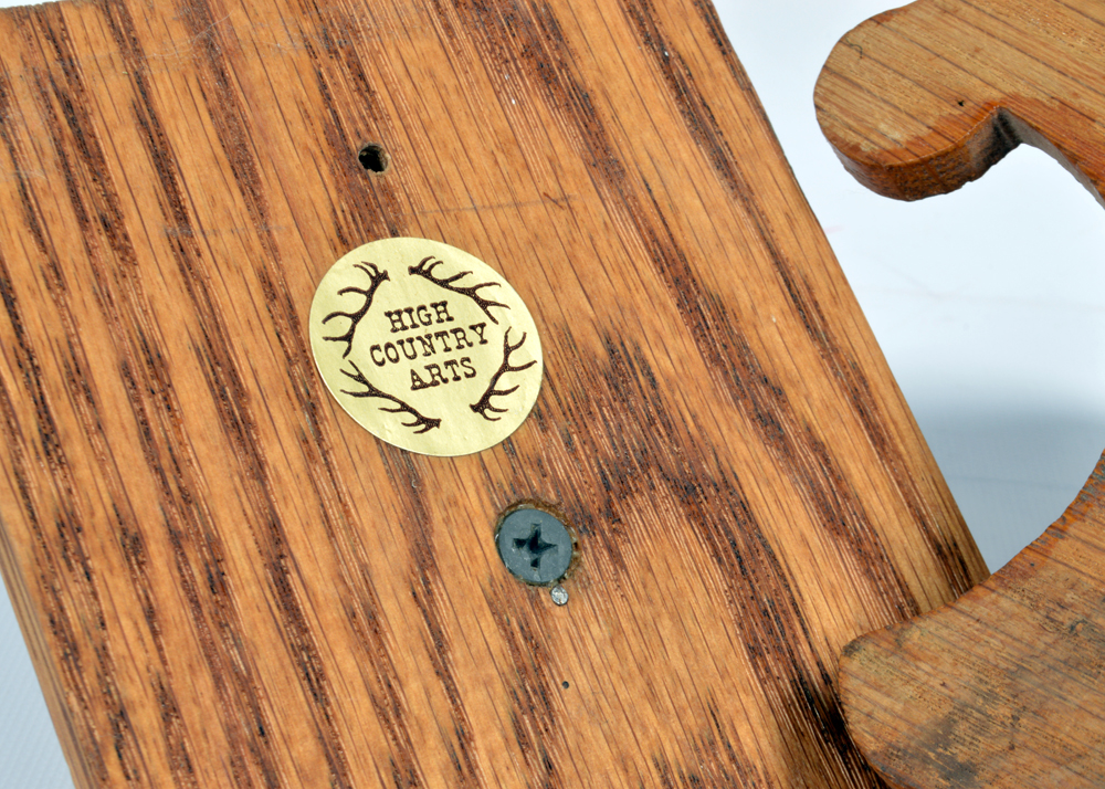 Vintage Wooden Wall Shelf and Antler Hook