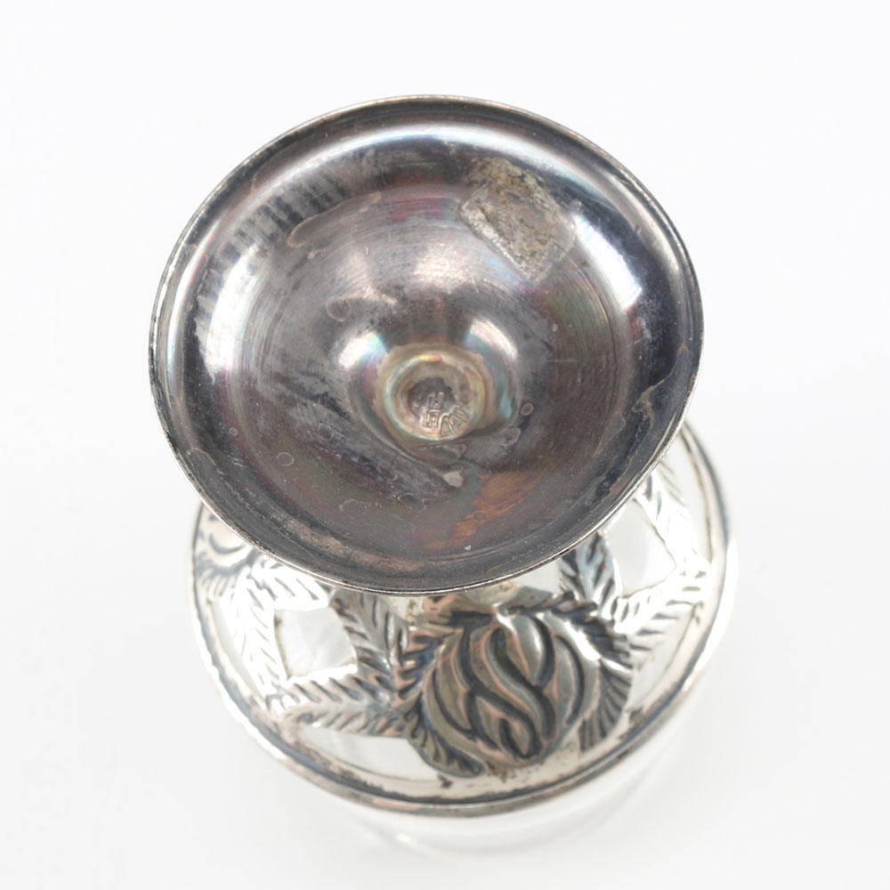 Set of Sterling Silver and Glass Cordials