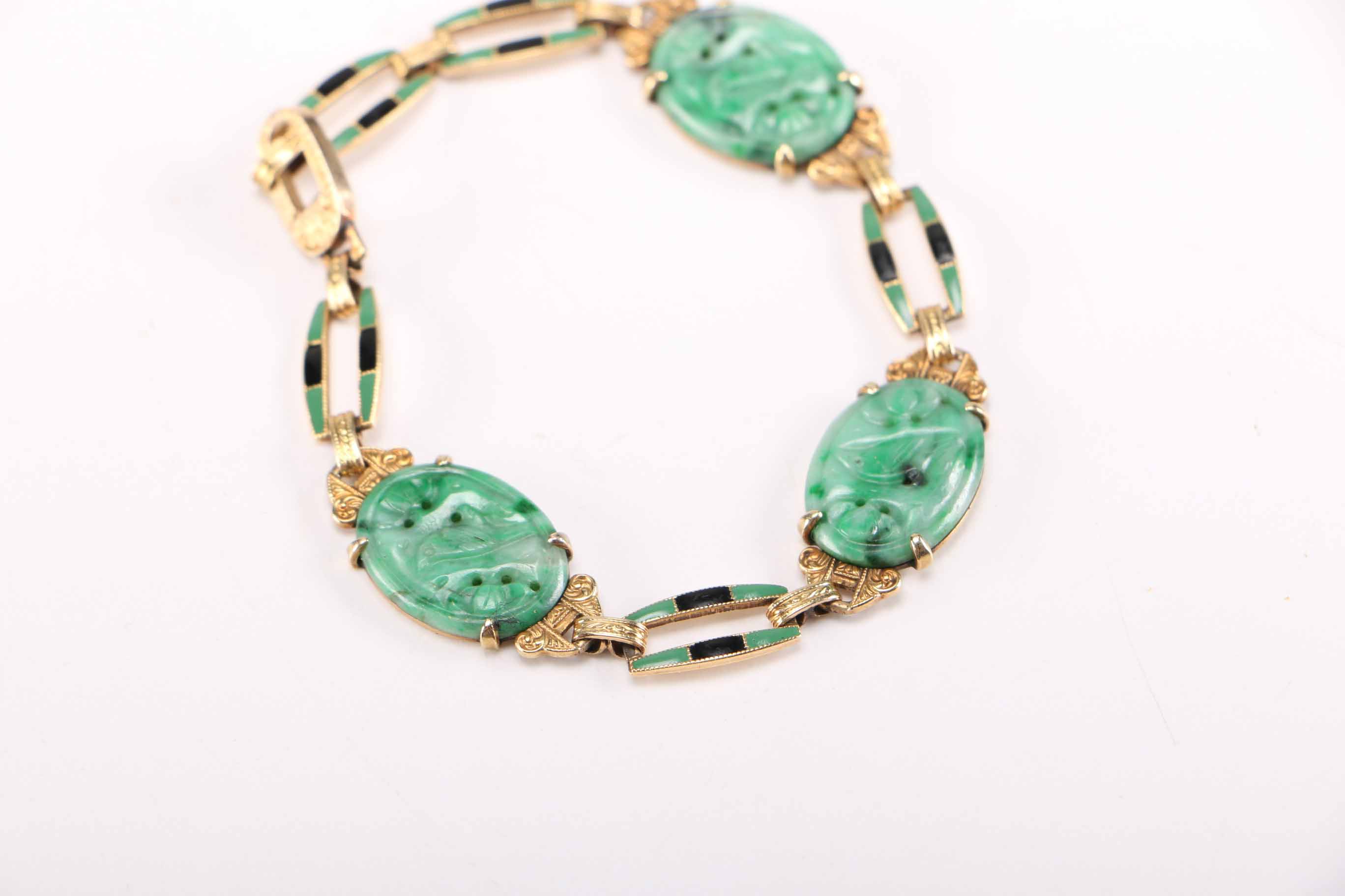 14K Yellow Gold and Jadeite Bracelet