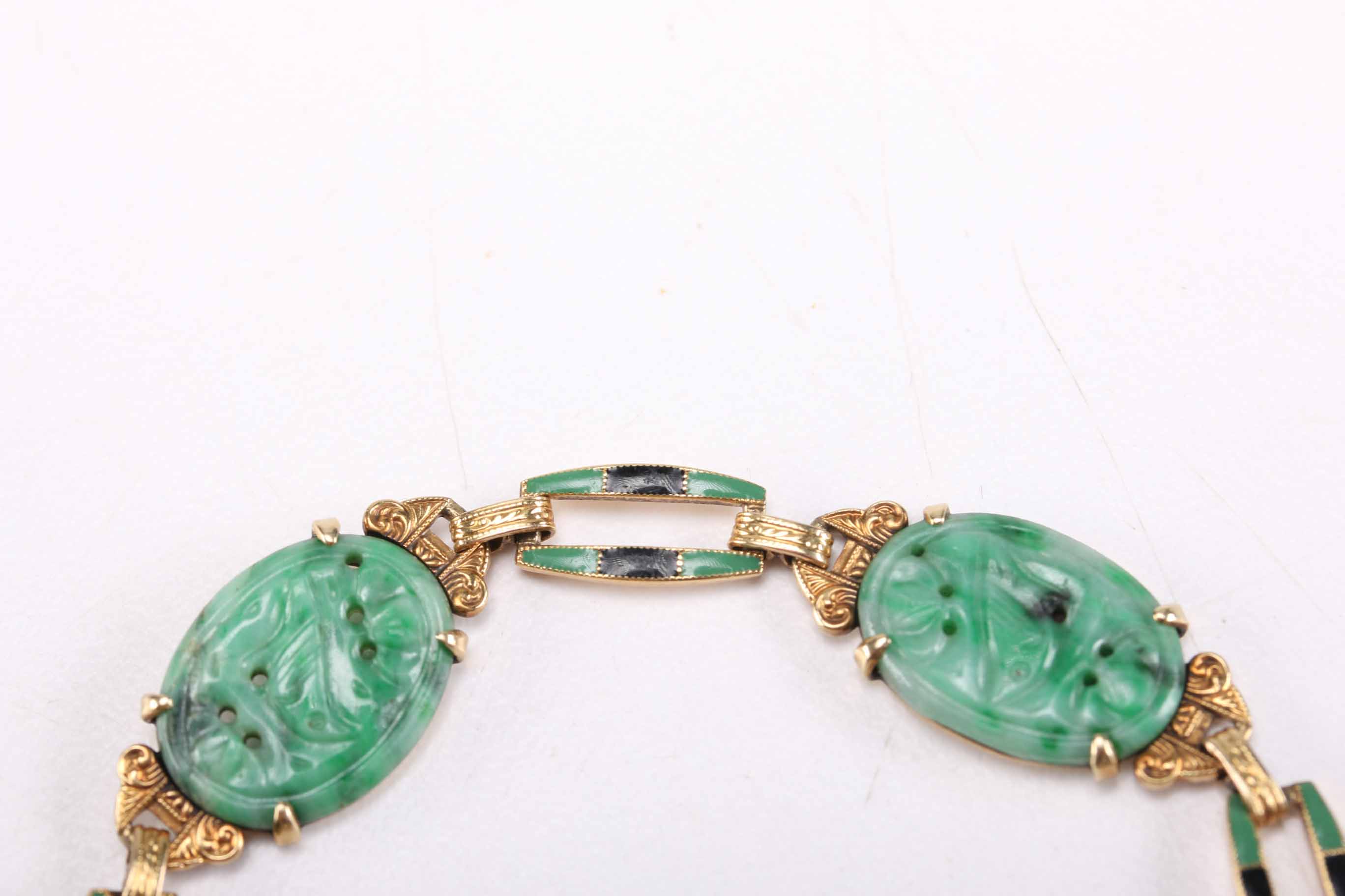 14K Yellow Gold and Jadeite Bracelet