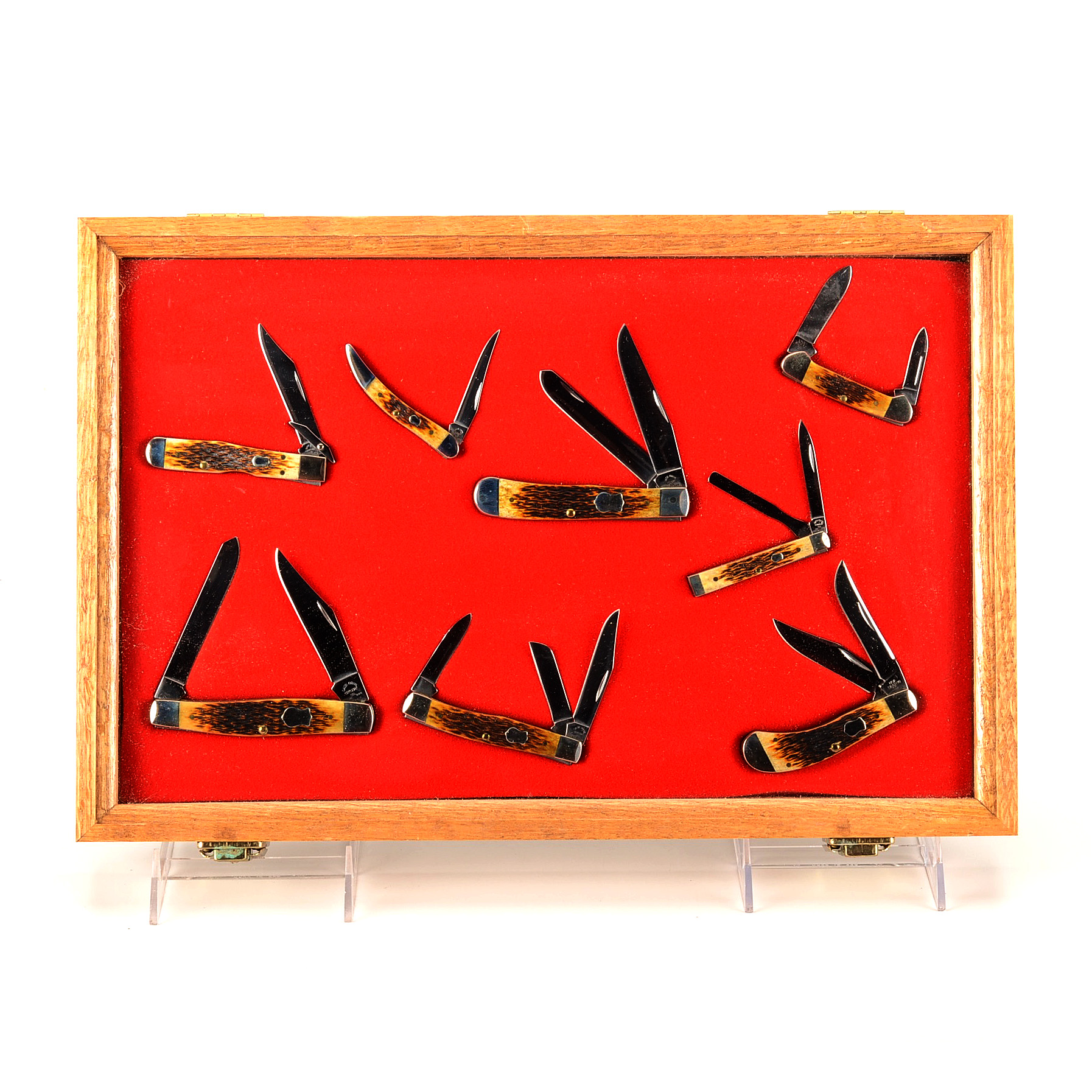Case XXX Knife Collection in a Wooden Display Case