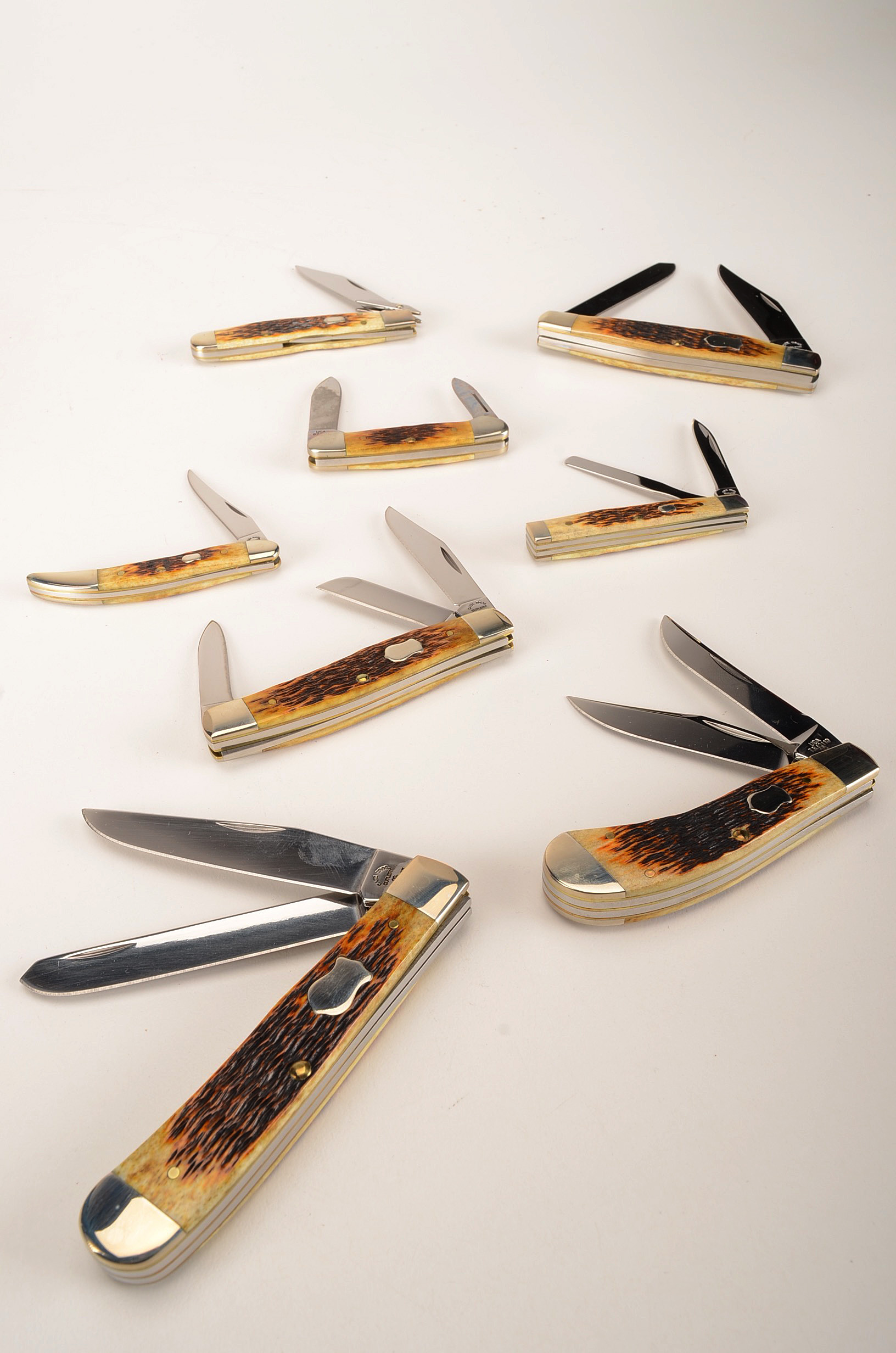 Case XXX Knife Collection in a Wooden Display Case