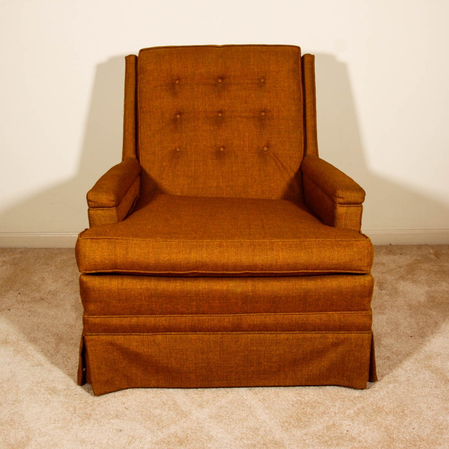 Retro Burnt Orange Upholstered Arm Chair