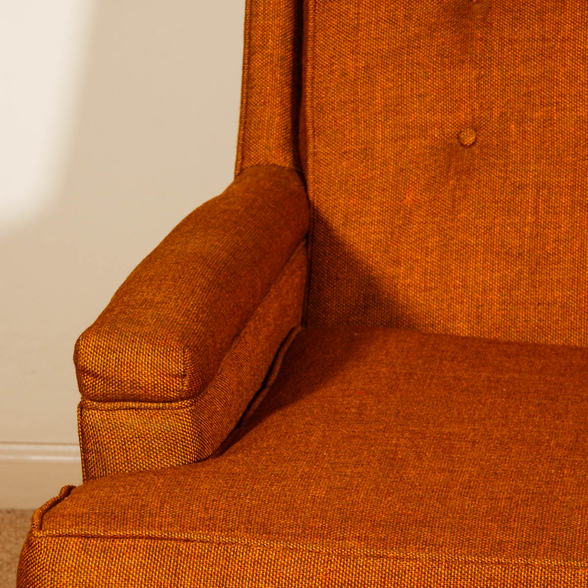 Retro Burnt Orange Upholstered Arm Chair