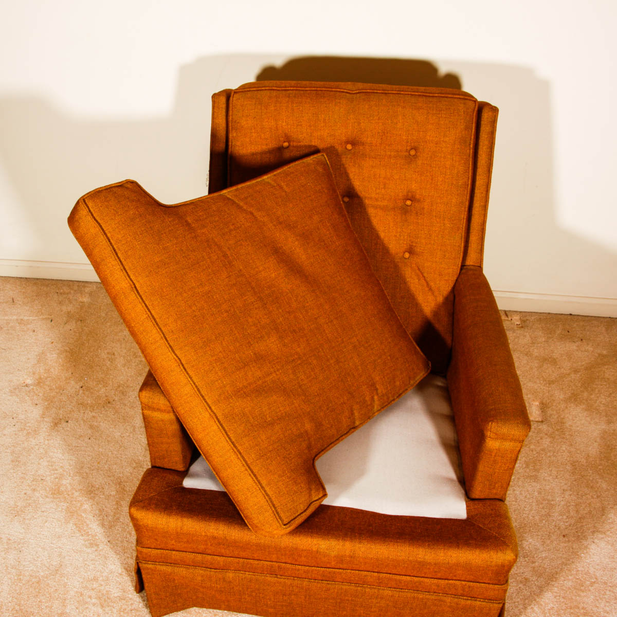 Retro Burnt Orange Upholstered Arm Chair