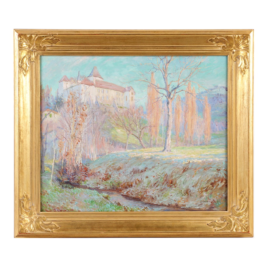 William Samuel Horton Oil on Canvas "Chateu De Blonay"