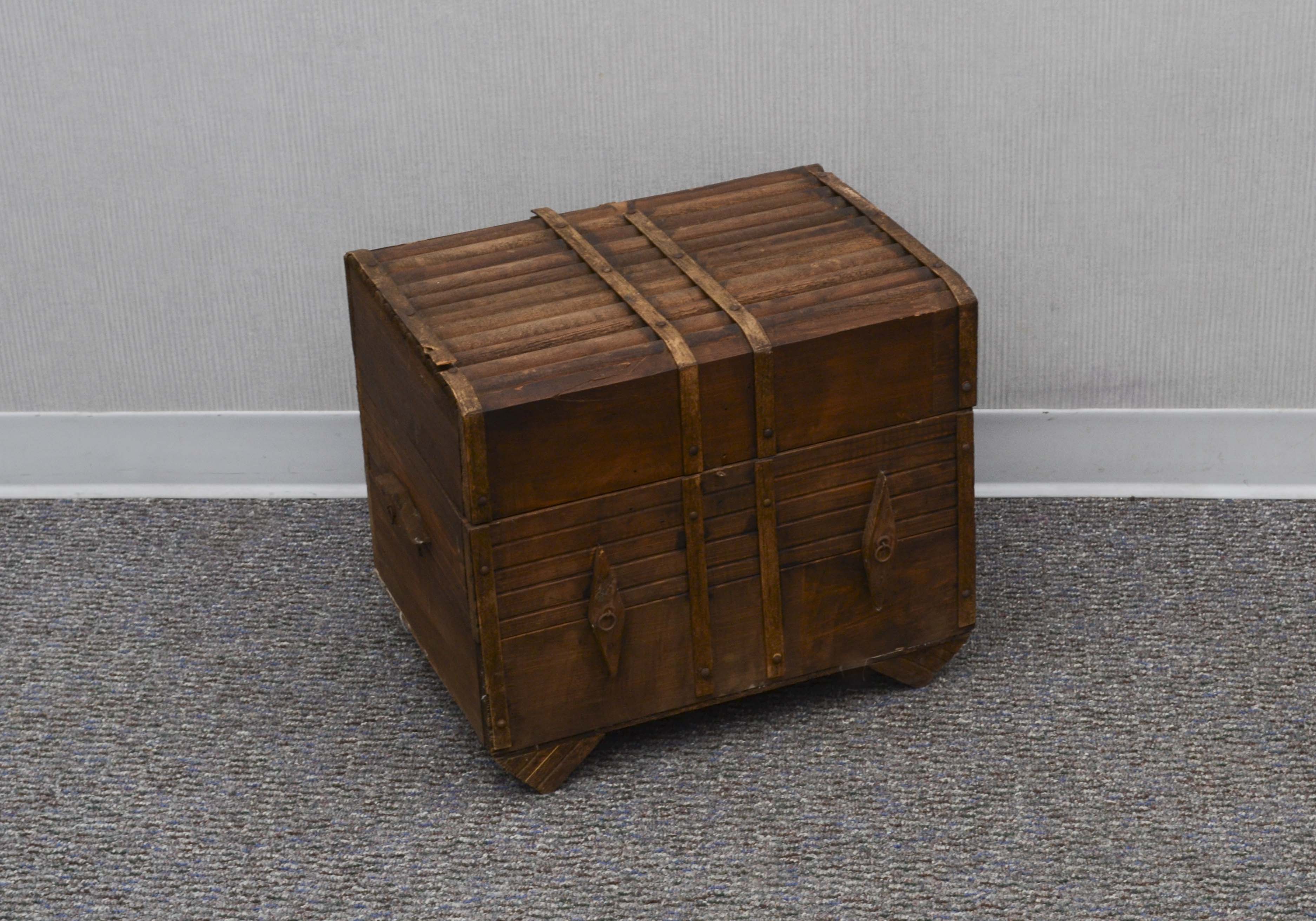 Small Vintage Wood Trunk with Handles