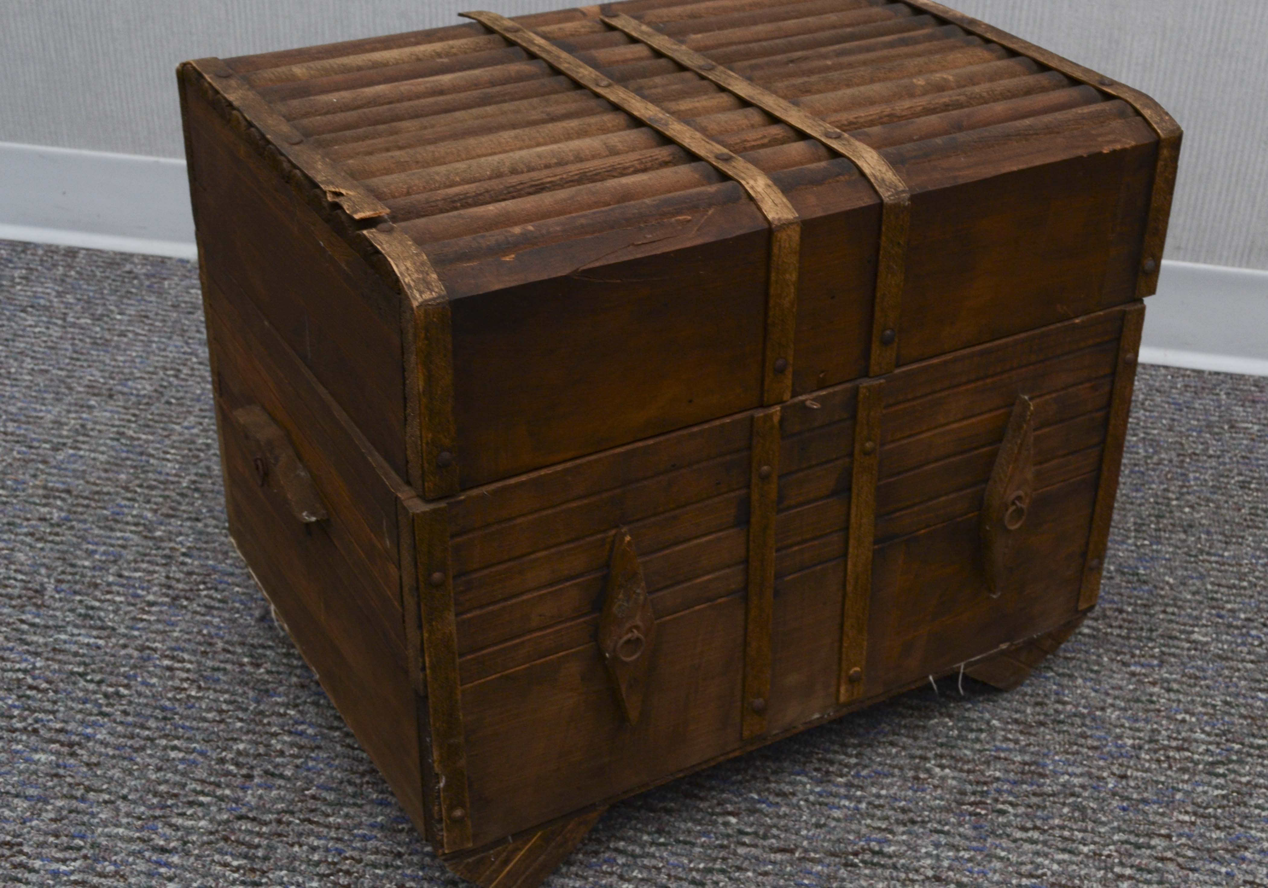 Small Vintage Wood Trunk with Handles