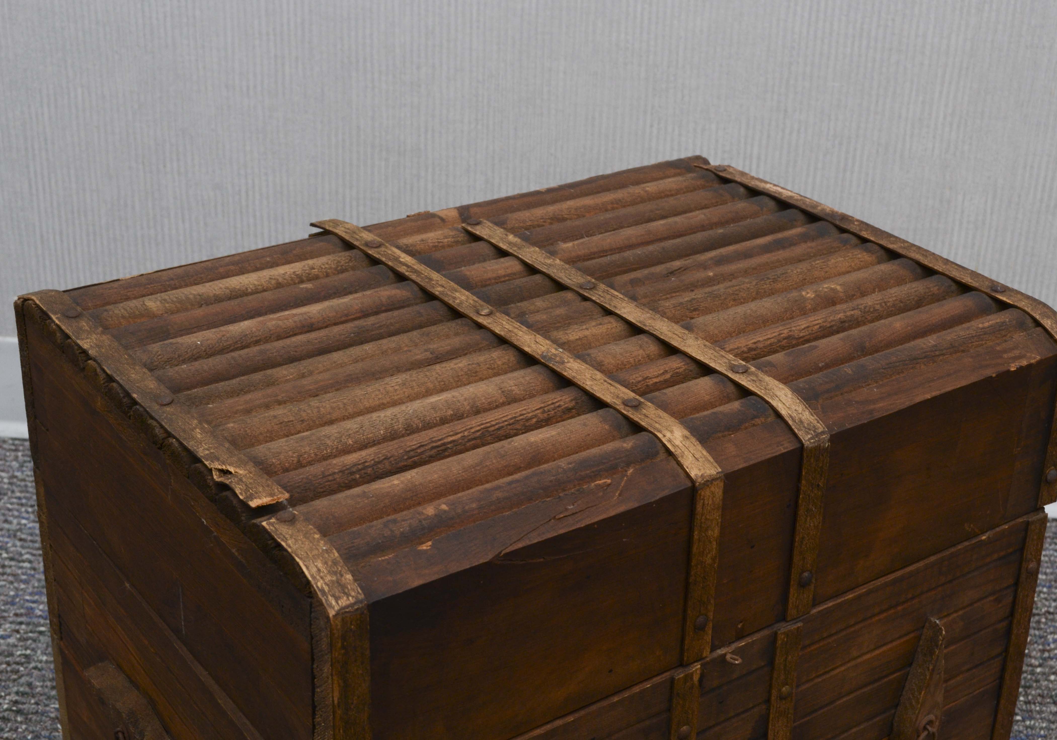 Small Vintage Wood Trunk with Handles