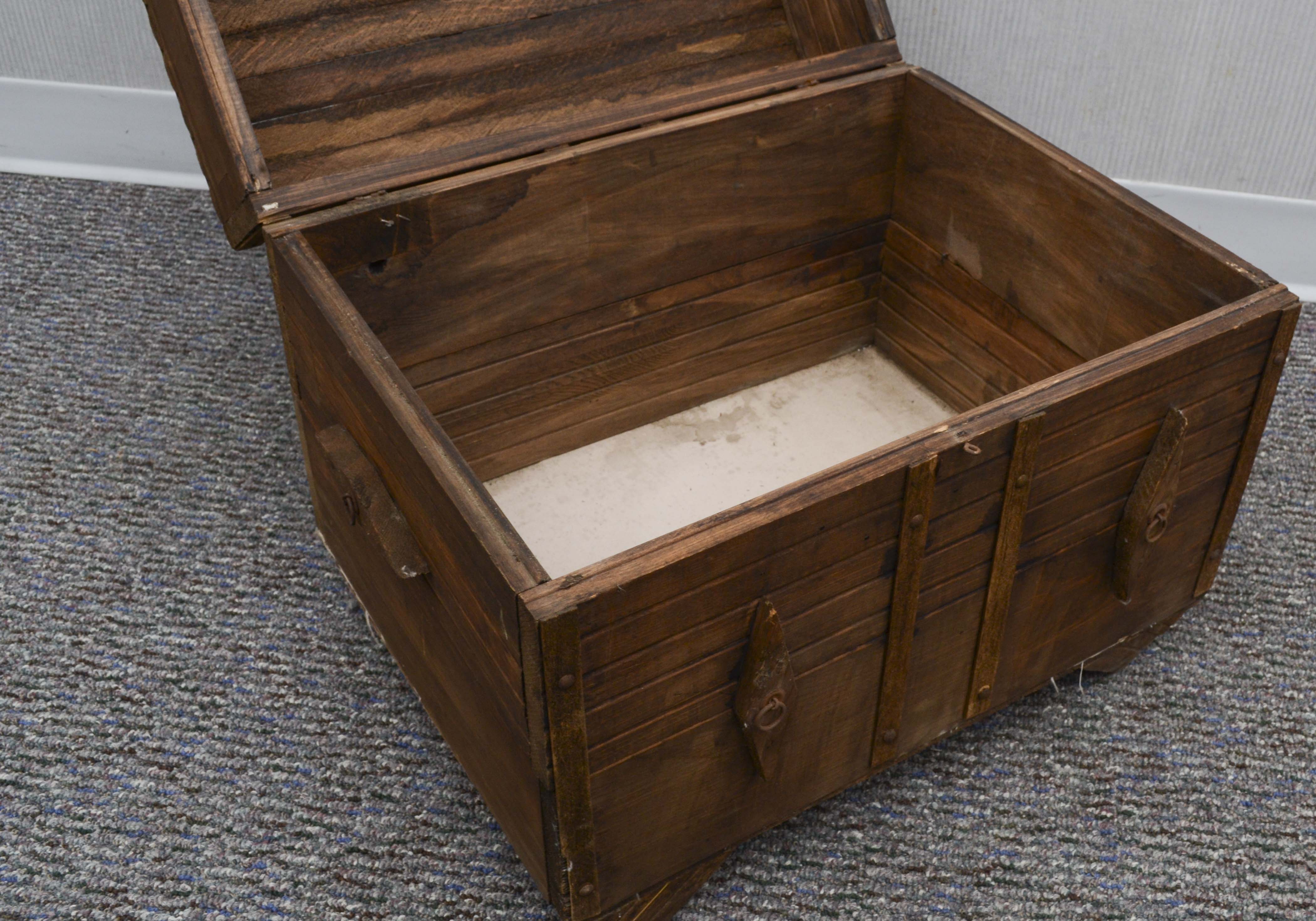 Small Vintage Wood Trunk with Handles