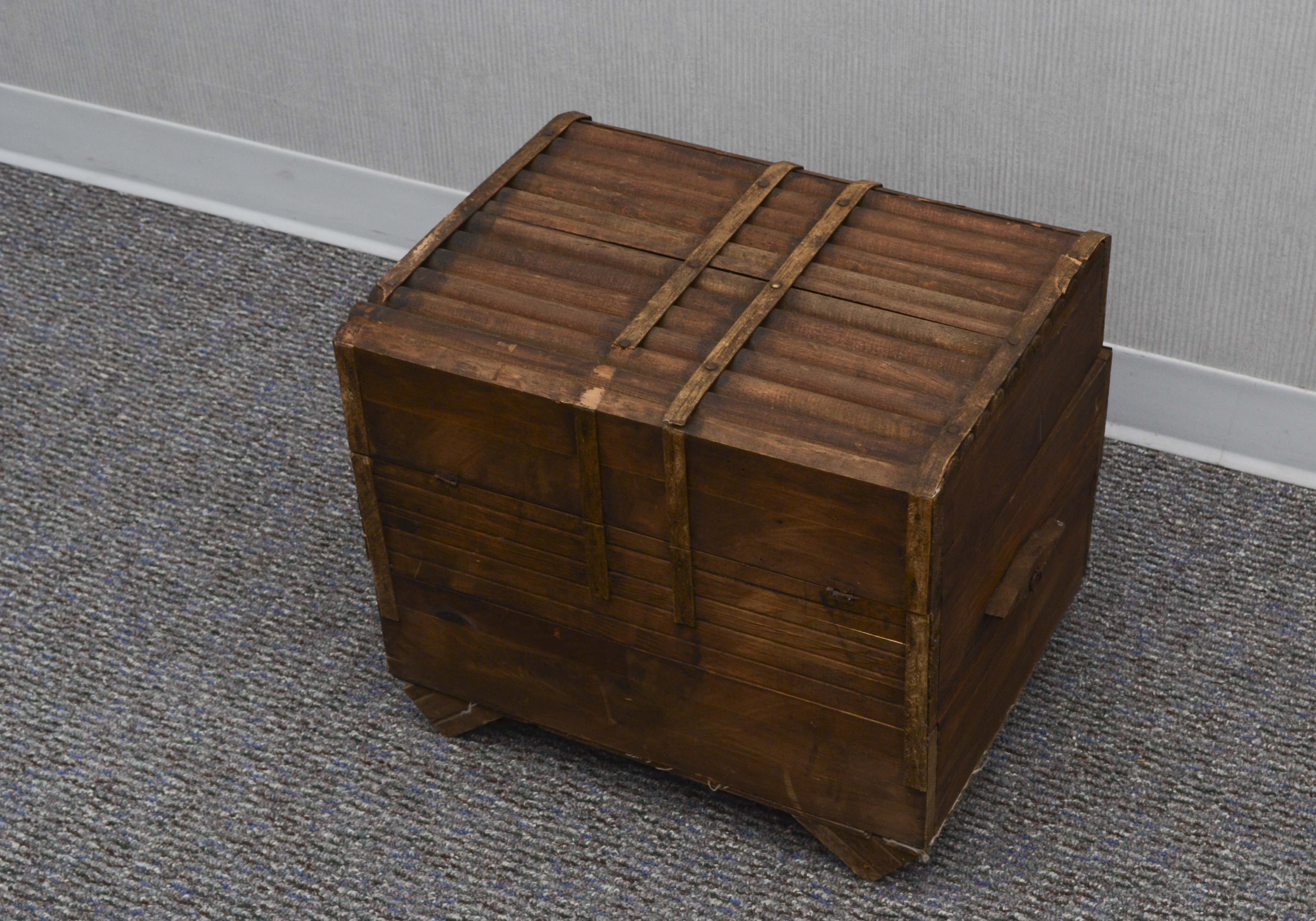 Small Vintage Wood Trunk with Handles