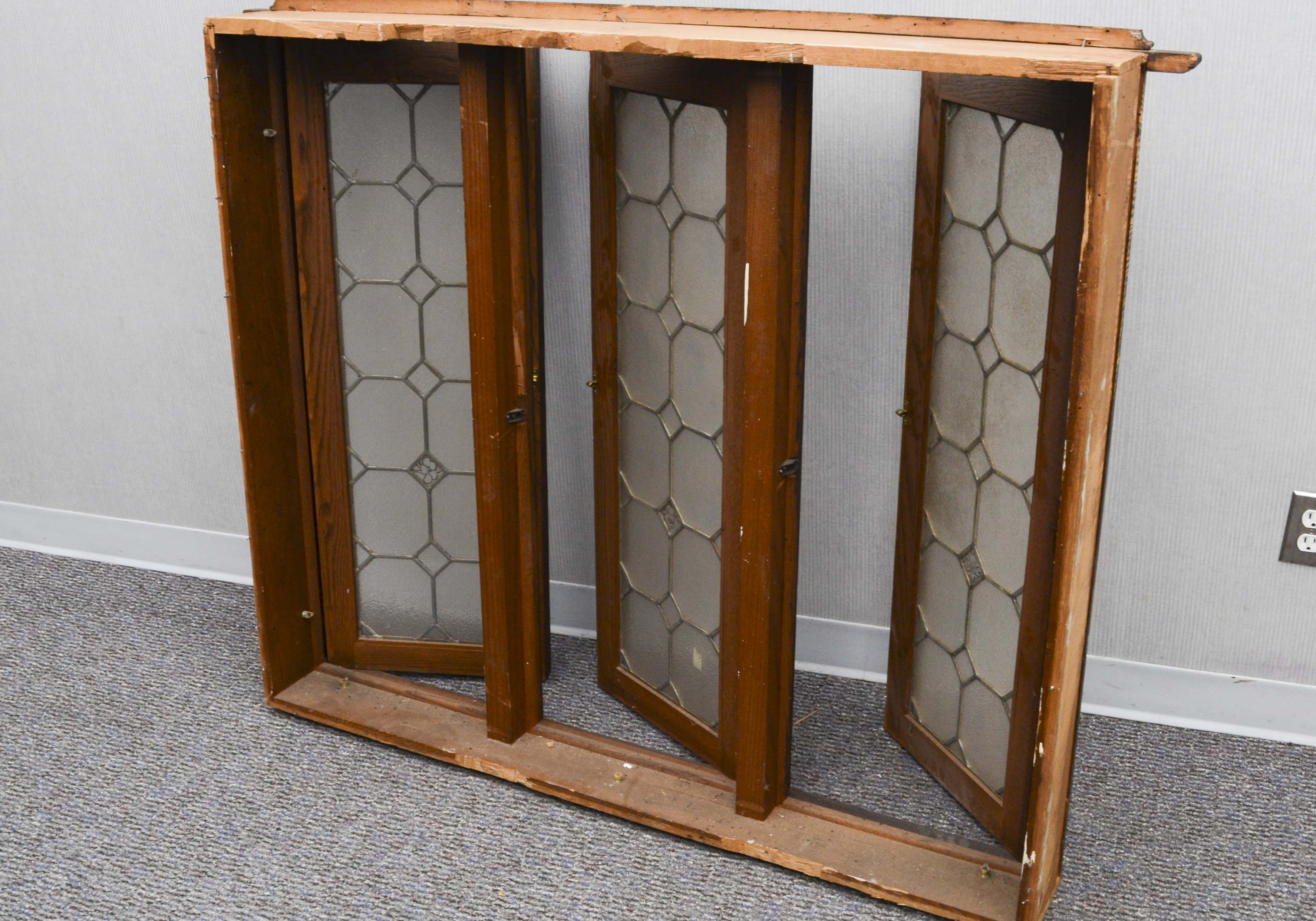 Vintage Window with Leaded Glass Panels