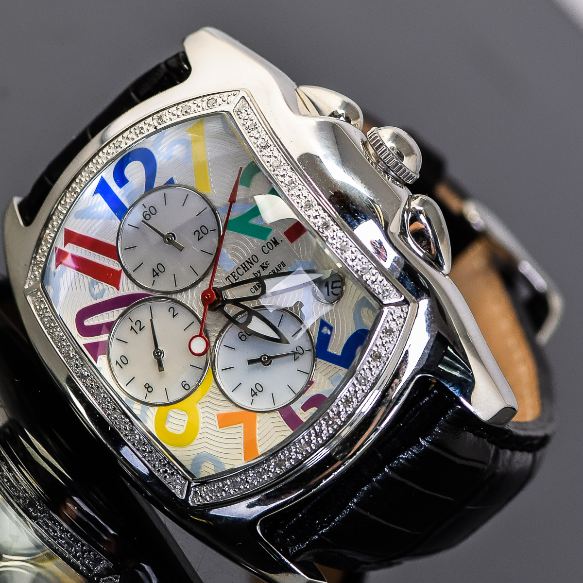 Diamond Bezel KC Techno Com Chronograph Men's Watch