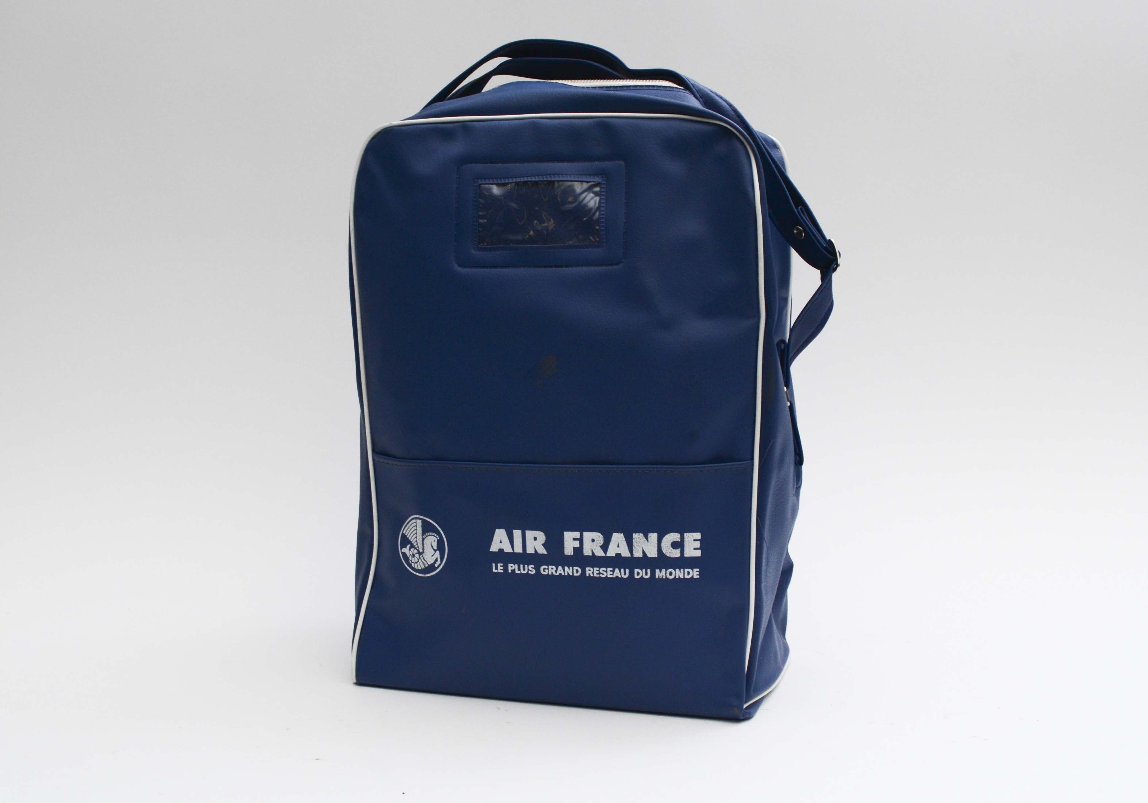 Vintage Air France Blue Vinyl Carry-on Bag