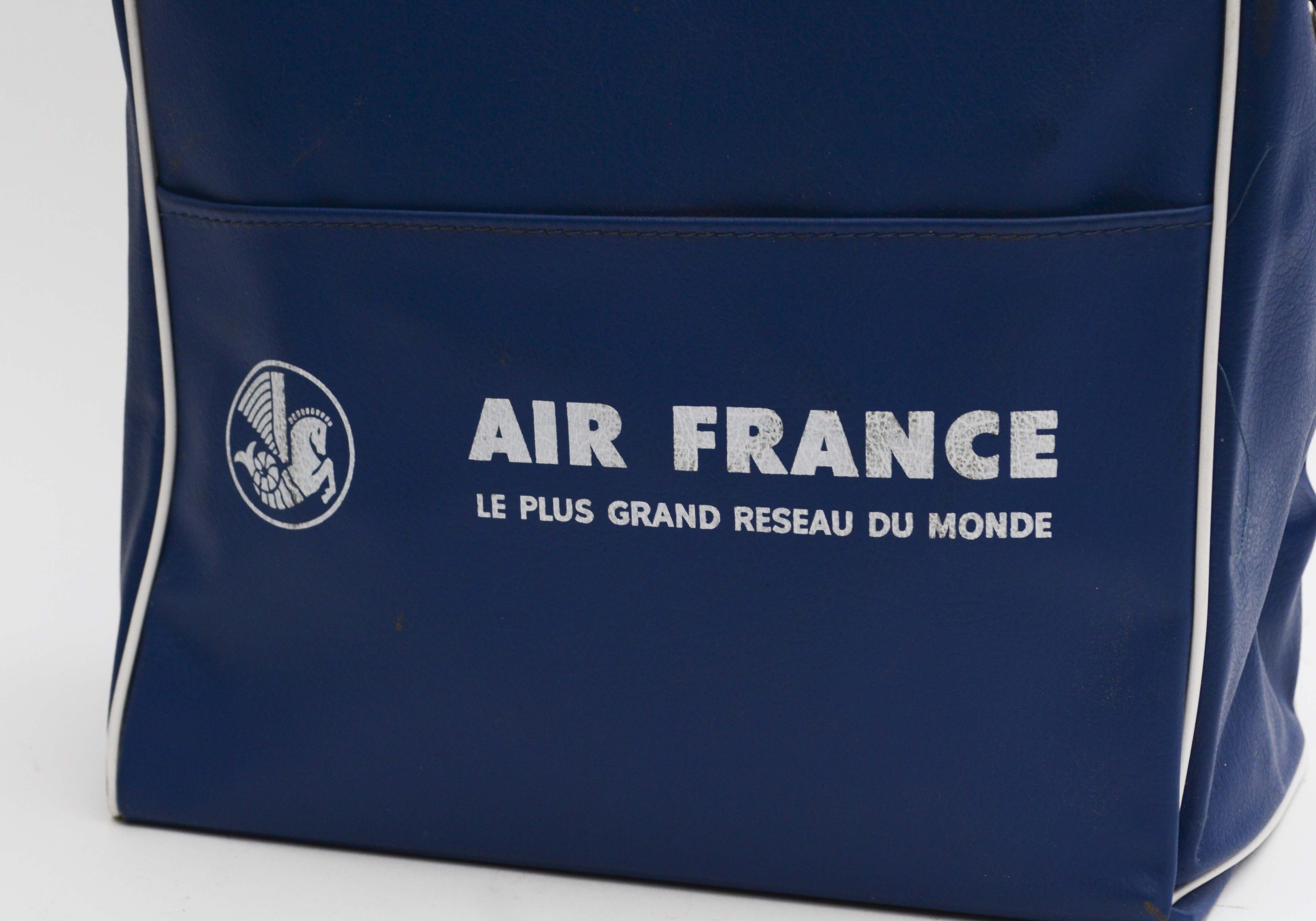 Vintage Air France Blue Vinyl Carry-on Bag