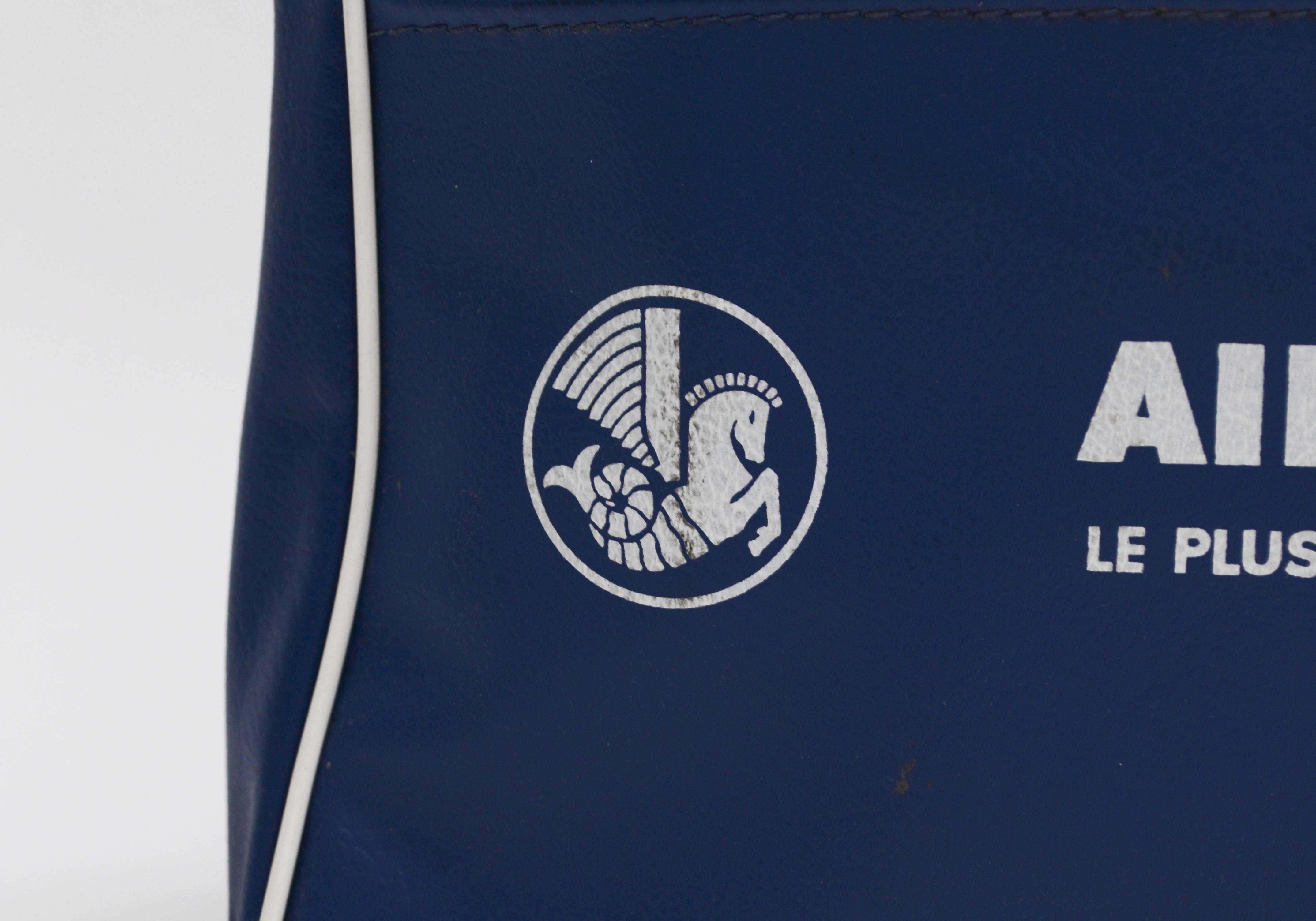 Vintage Air France Blue Vinyl Carry-on Bag