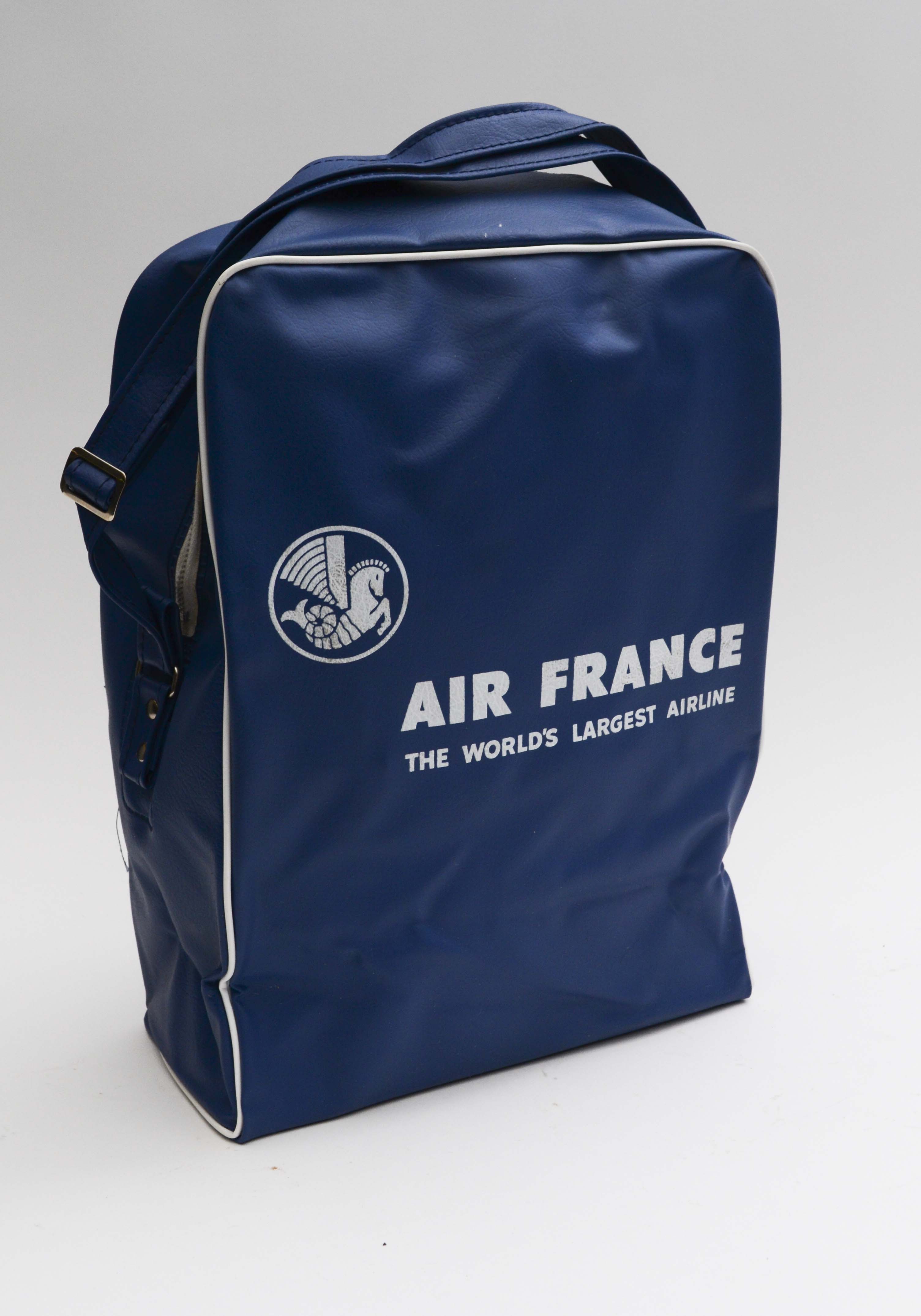 Vintage Air France Blue Vinyl Carry-on Bag