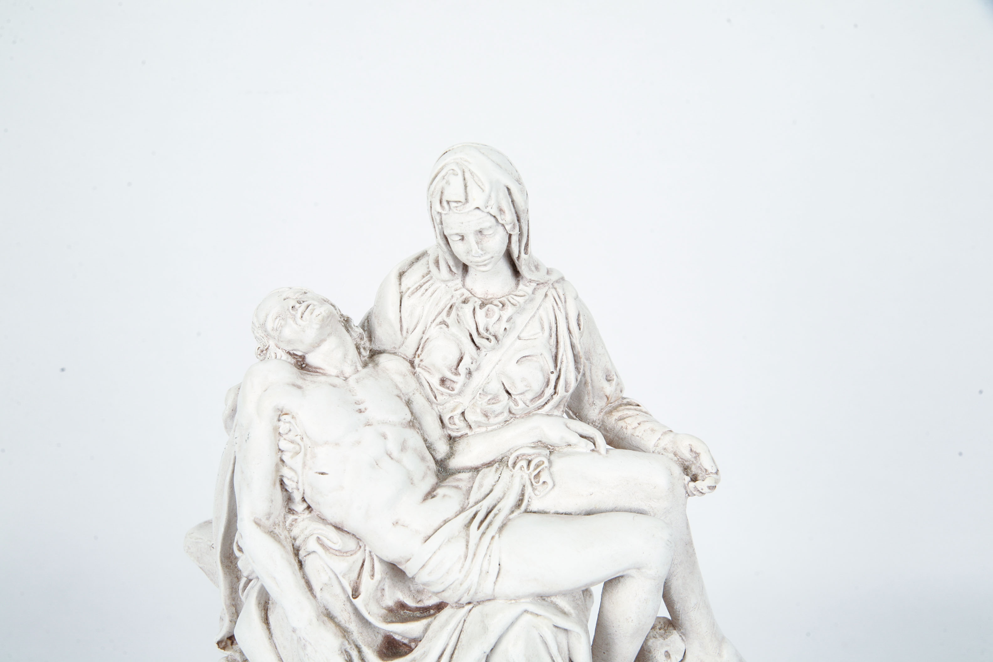 Vintage Pieta Sculpture on Wooden Base