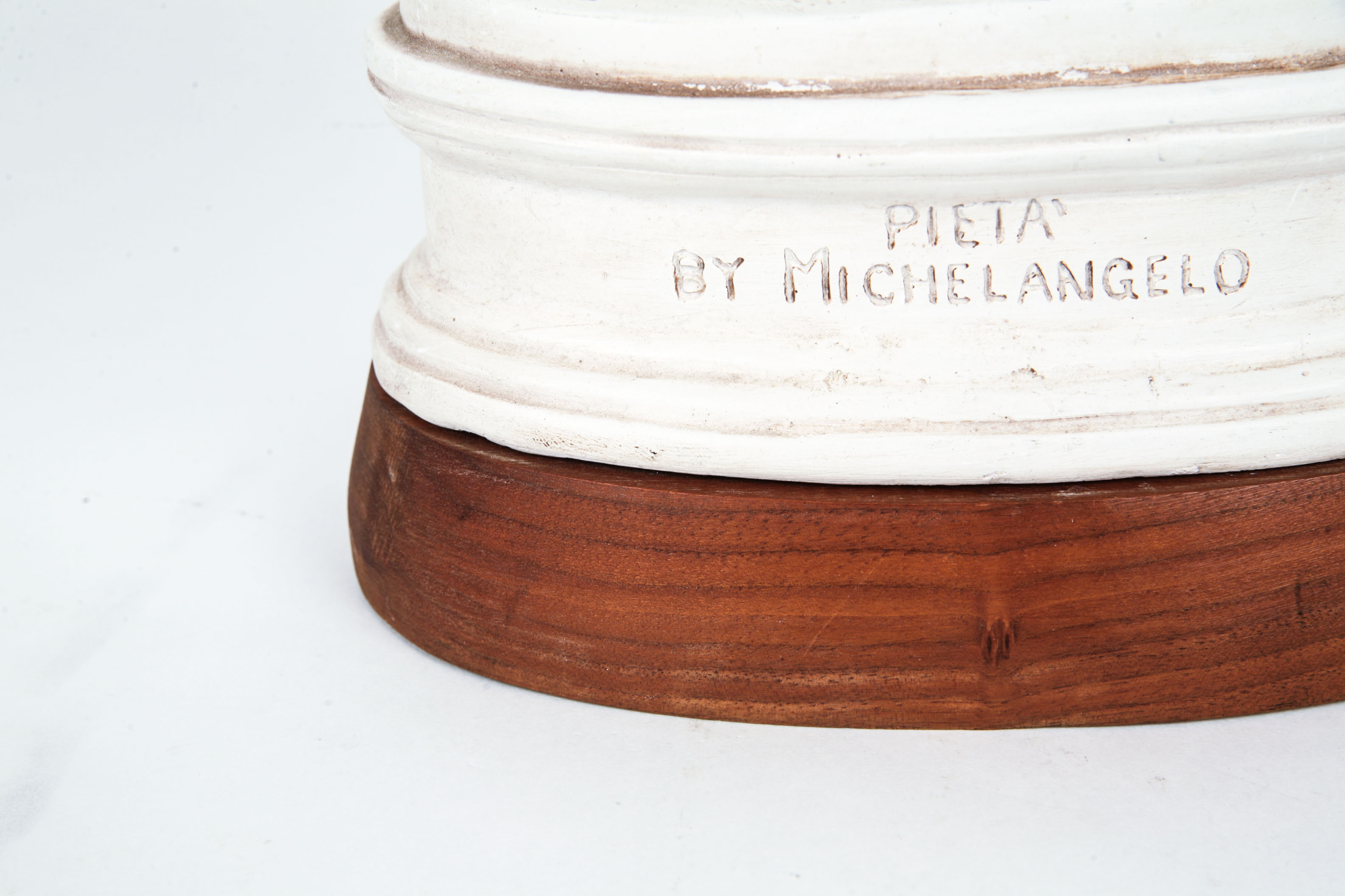 Vintage Pieta Sculpture on Wooden Base